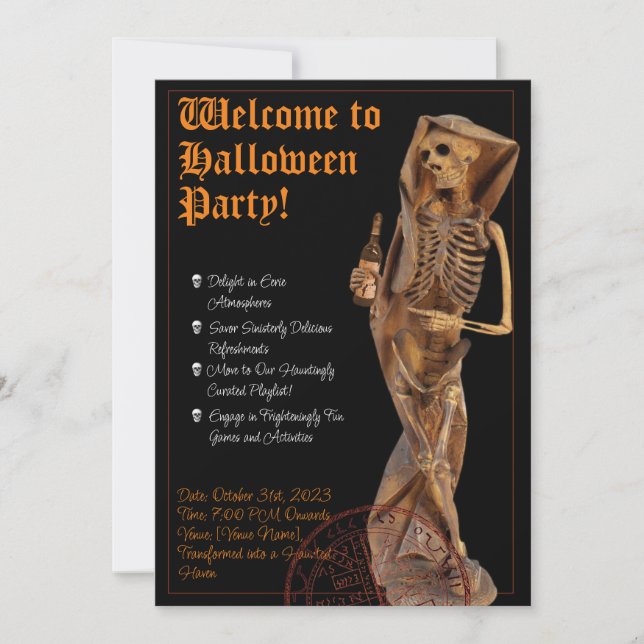 Vin & Death Halloween Inwittion Inbjudningar (Framsida)