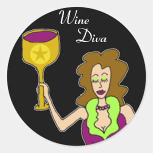 Vin Diva Mörk Runt Klistermärke