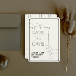 Vin Doodle Bröllop spara datum Inbjudningar