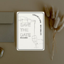 Vin Doodle Bröllop spara datum Inbjudningar