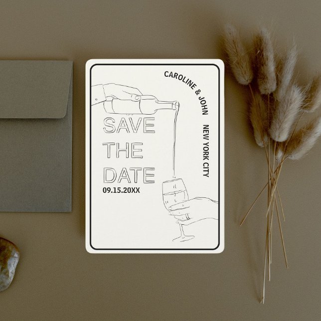 Vin Doodle Bröllop spara datum Inbjudningar (Skapare uppladdad)