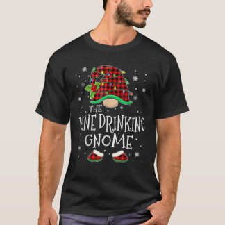 Vin Drickande Gnome Röd Rutig Matchande Familj X J T Shirt