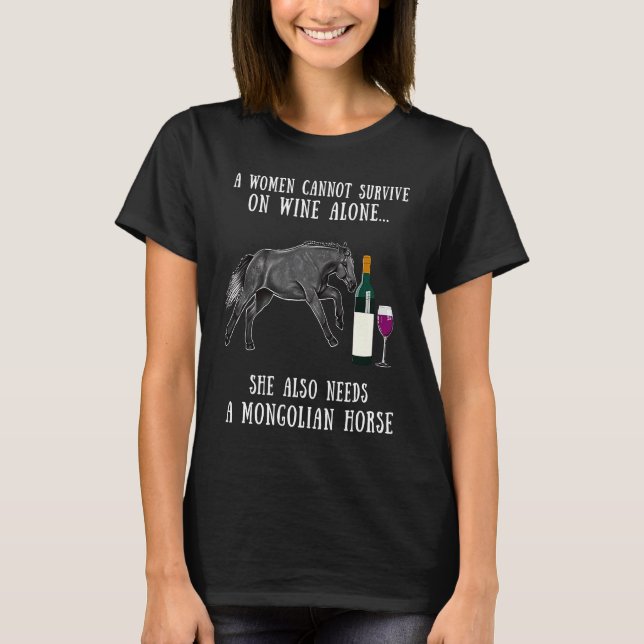 Vin Drickande Och Mongolisk Häst Ridning T Shirt (Framsida)