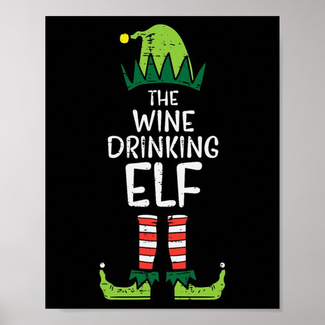 Vin Drickande Tomte Jul För Familj Mamma  Poster (Framsidan)