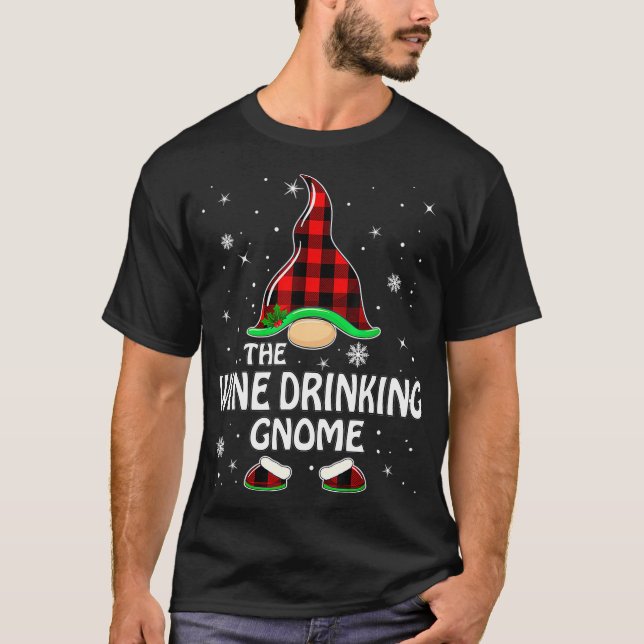 Vin dricker Gnome Buffalo Play-jul T Shirt (Framsida)