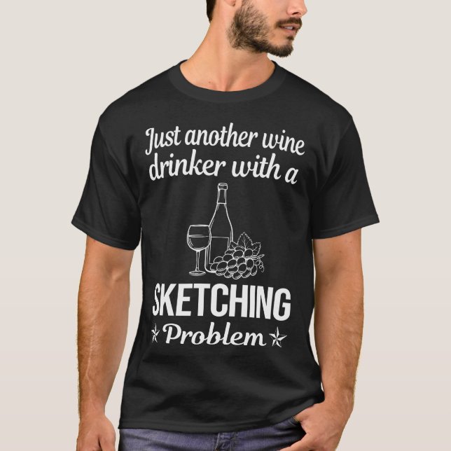Vin Drinker Sketching T Shirt (Framsida)