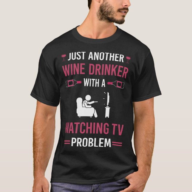 Vin Drinker som tittar på TV T Shirt (Framsida)