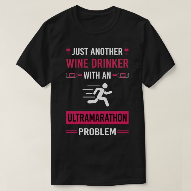 Vin Drinker Ultramarathon Ultra Avstånd Running T Shirt (Design framsida)