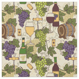 Vin Drinker Vineyard Grapes Vine Lövs Mönster Tyg