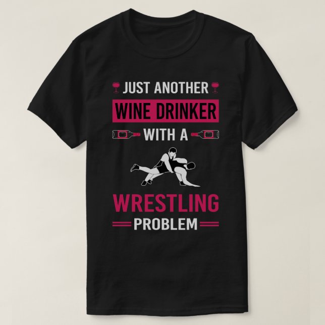 Vin Drinker Wrestling Wrestler T Shirt (Design framsida)