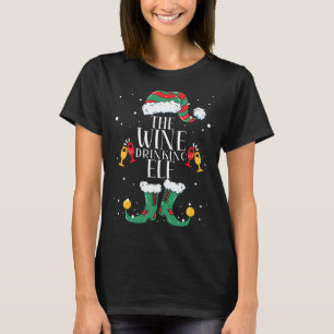 Vin drinking Elf Matching Familjjulen Pajama T Shirt