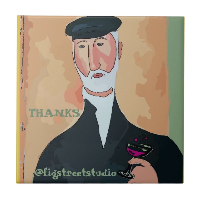 Vin Drinking Man Ceramic Tile Kakelplatta (Framsidan)