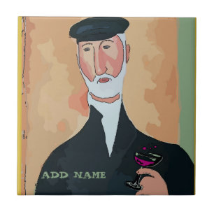 Vin Drinking Man Ceramic Tile Kakelplatta