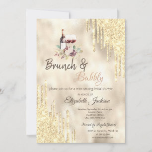 Vin Druvor Guld Dropar Brunch & Bubbly Inbjudningar