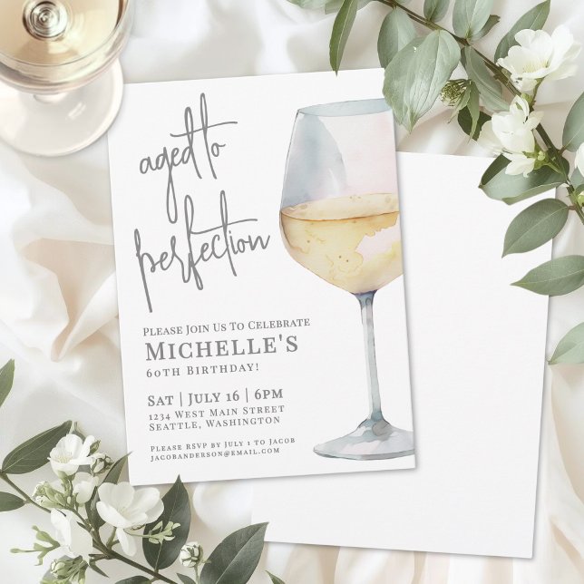 Vin Elegant Sextio 60-årsfirande Inbjudningar (Wine Simple Sixty 60th Birthday Party Invitation )