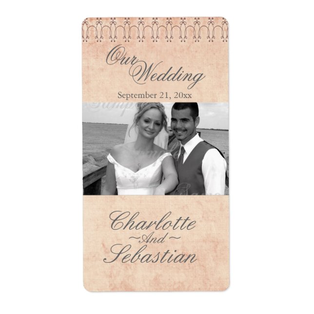 Vin-etikett Antique Flourish Photo Template Fraktsedel (Framsidan)