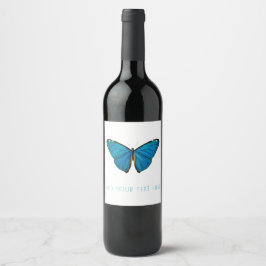 VIN-ETIKETT: BLÅ BUTTERFLIT VINFLASKA ETIKETT
