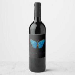 VIN-ETIKETT: BLUE BUTTERFLY VINFLASKA ETIKETT