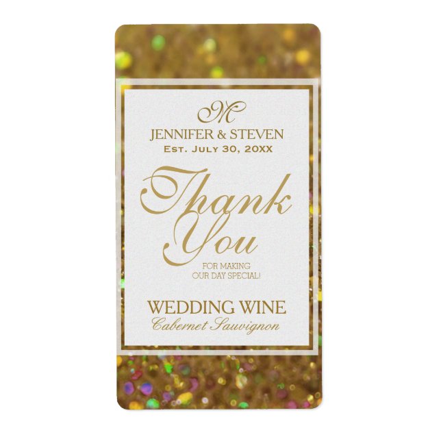 Vin-etikett Faux Guld Glitter Fraktsedel (Framsidan)