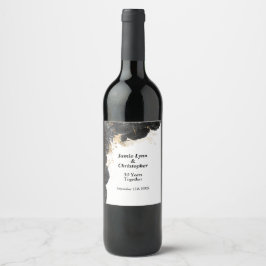 Vin-etikett för Black Blommigt Bröllop Vinflaska Etikett