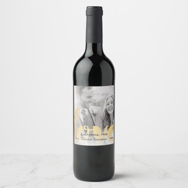 Vin-etikett för fotoutfoto Bröllop eller Kärlek på Vinflaska Etikett (Framsida)