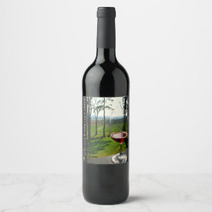 Vin-etikett för glaset vin och vinodling vinflaska etikett