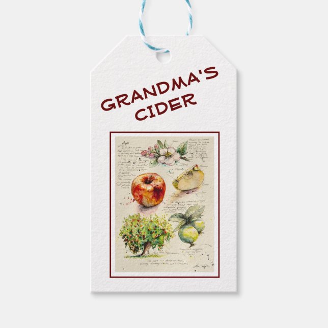 Vin-etikett för kväll målat äpple-illustration presentetikett (Framsidan)