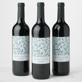 VIN-ETIKETT: WILLIAM MORRIS: BLOMMIGT DESIGN VINFLASKA ETIKETT