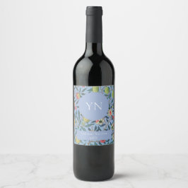 VIN-ETIKETT: WILLIAM MORRIS: BLUE POMEGRANATE VINFLASKA ETIKETT