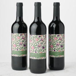 VIN-ETIKETT: WILLIAM MORRIS : POMEGRANATES VINFLASKA ETIKETT