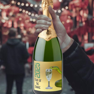 Vin-etiketter År för ormen 2025 Kinesisk ny