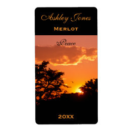 Vin-etikettmall Orange Sunset Bird Silhoutte Fraktsedel