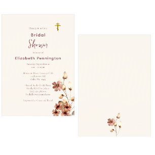Vin-Färgad Boho Flowers Orthodox Möhippa Inbjudningar