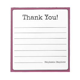 Vin Färgad Retro Tack Ditt Namn Linjerad Anteckningsblock