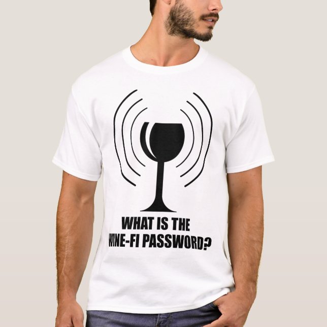 Vin-Fi Lösenordsfunktion Vin Glass WiFi Vinkarare T Shirt (Framsida)