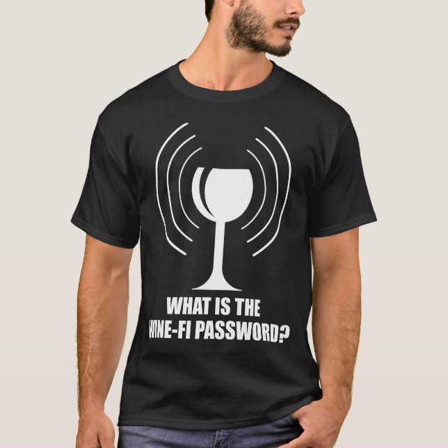 Vin-Fi Lösenordsfunktion Vin Glass WiFi Vinkarare T Shirt (Framsida)