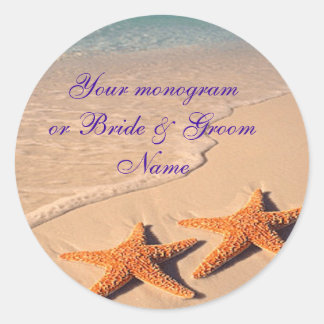 Vin Flaska eller Beer Labels Starfish Beach Weddin Runt Klistermärke