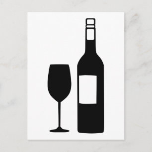 Vin flaska glas vykort
