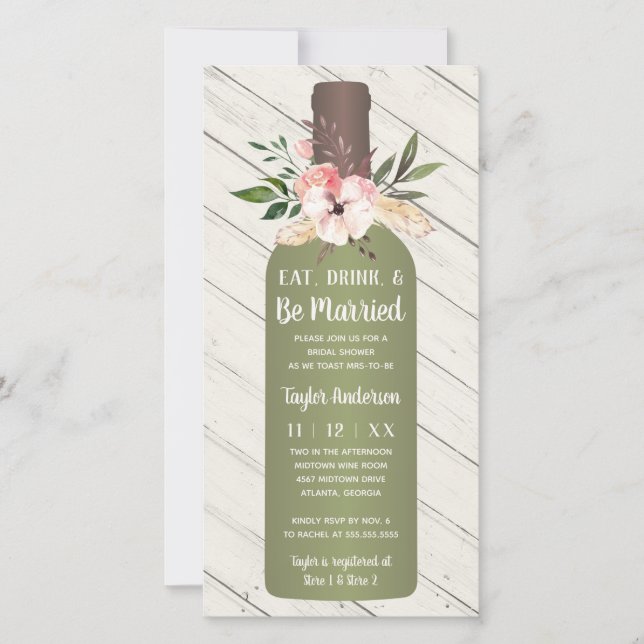 Vin Flaska Inbjudningskort för möhippan (Framsida)