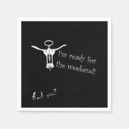 Vin flaska Korkskruvens Redo för Helg Napkin Pappersservett