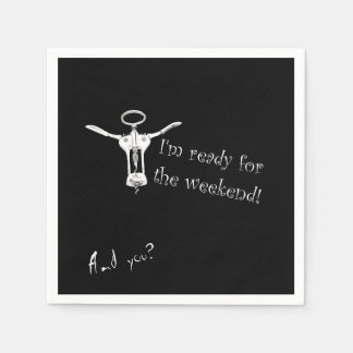 Vin flaska Korkskruvens Redo för Helg Napkin Pappersservett