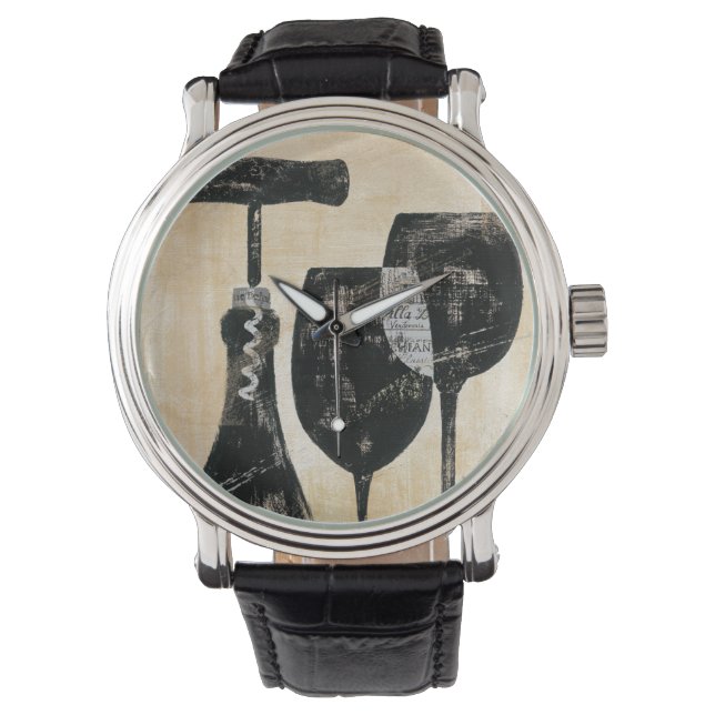 Vin Flaska med två glasögon Armbandsur (Framsida)