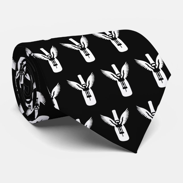 Vin Flaska med Vinge och korkskruv Slips (Rullad)