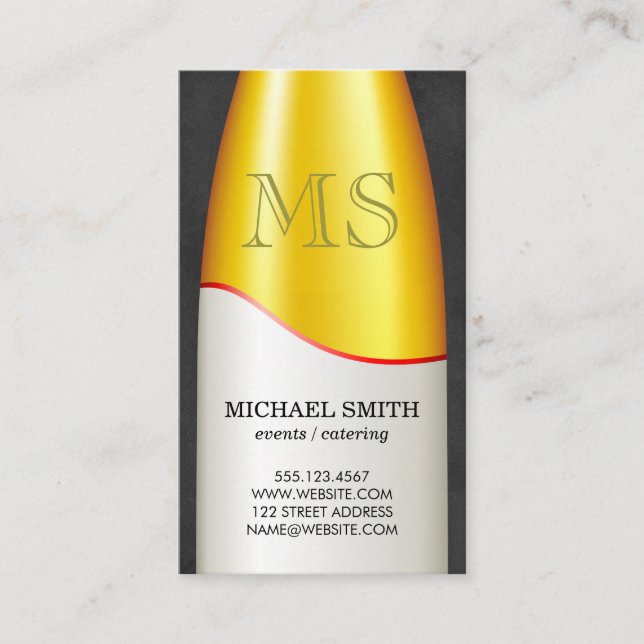 Vin Flaska Monogram Visitkort (Framsida)