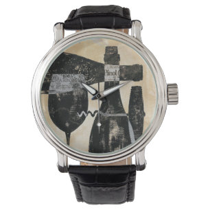 Vin Flaska och glas Armbandsur