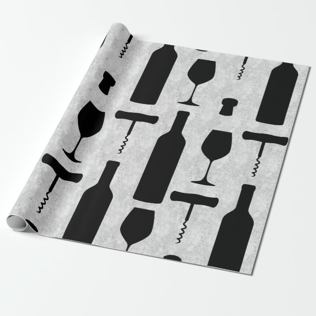 Vin Flaska och glas Presentpapper (Utrullad)