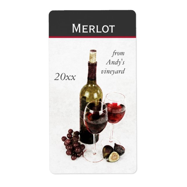 vin flaska och glasögon vin flaska fraktsedel (Framsidan)