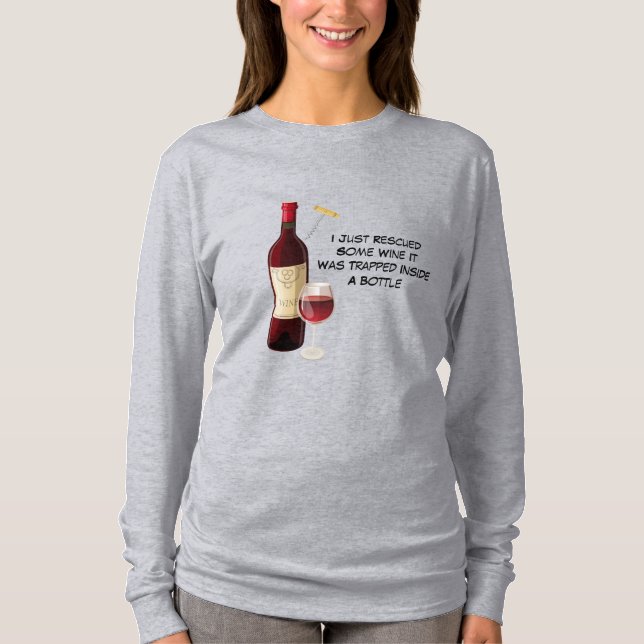Vin flaska och illustration av glas T-Shirt (Framsida)