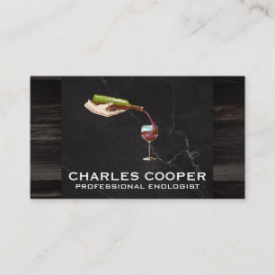 Vin Flaska Pour Marble and Wood Visitkort