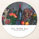 Vin Flaska Visning, Vin Pub/Winery/Winery Underlägg Papper Rund<br><div class="desc">Vin Flaska Visning,  Vin Pub/Winery Papper Underlägg från Affärskortet Store.</div>